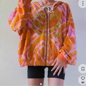 Urban Outfitters M Kelsey Tie Dye Orange Purple Soft Zip Graphic Printed Jacket